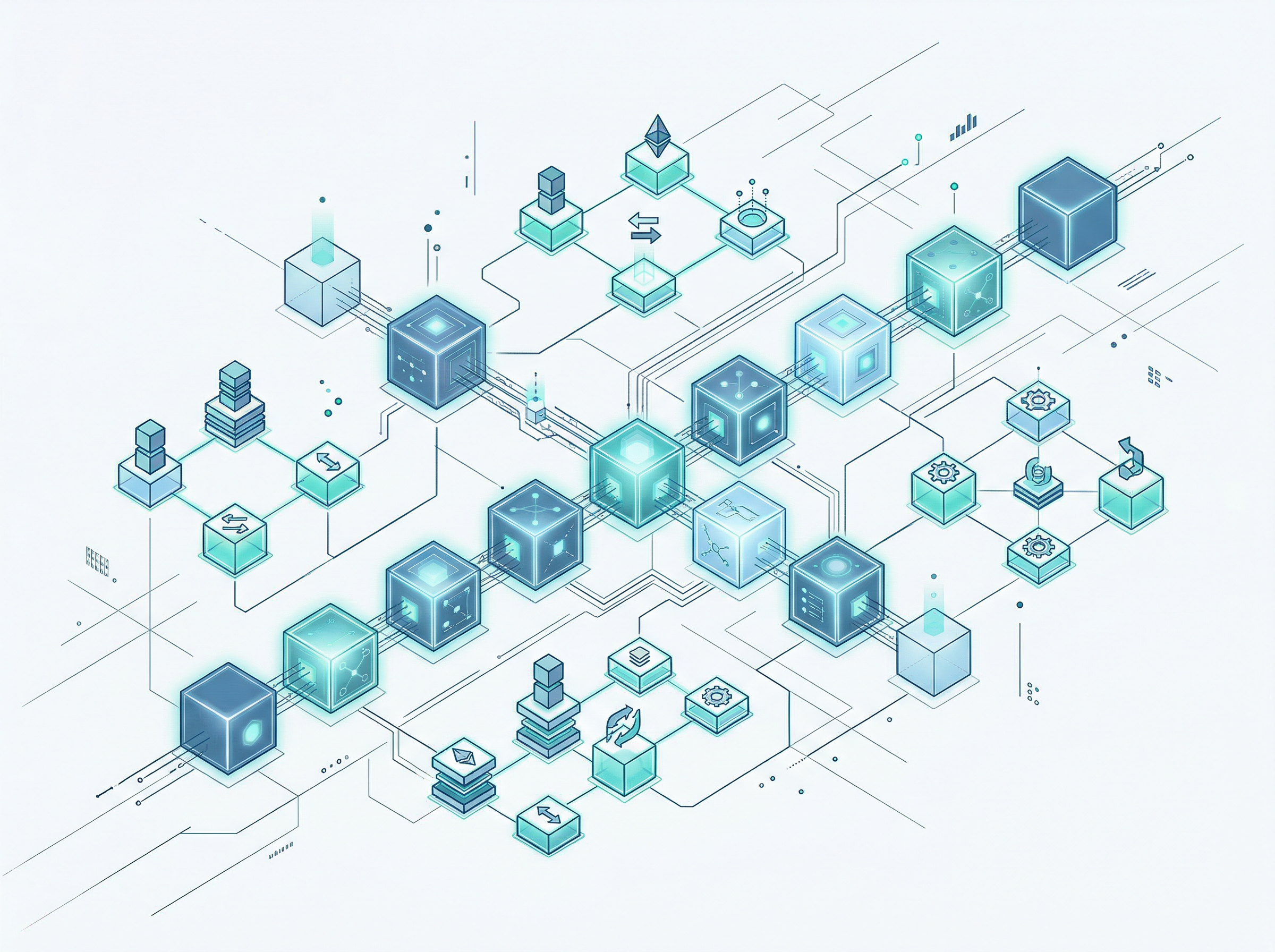 Blockchain architecture diagram representing DeFi development